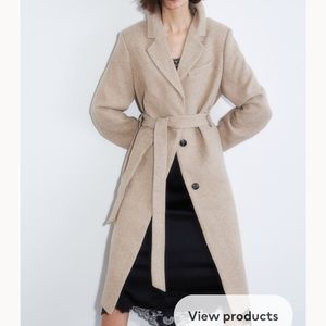 H&M Beige Tie Belt Coat | XS